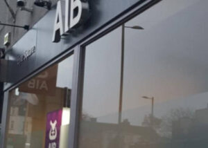 Exterior of AIB bank painted
