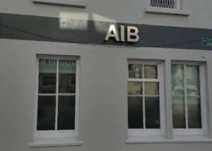 Exterior of AIB bank painted